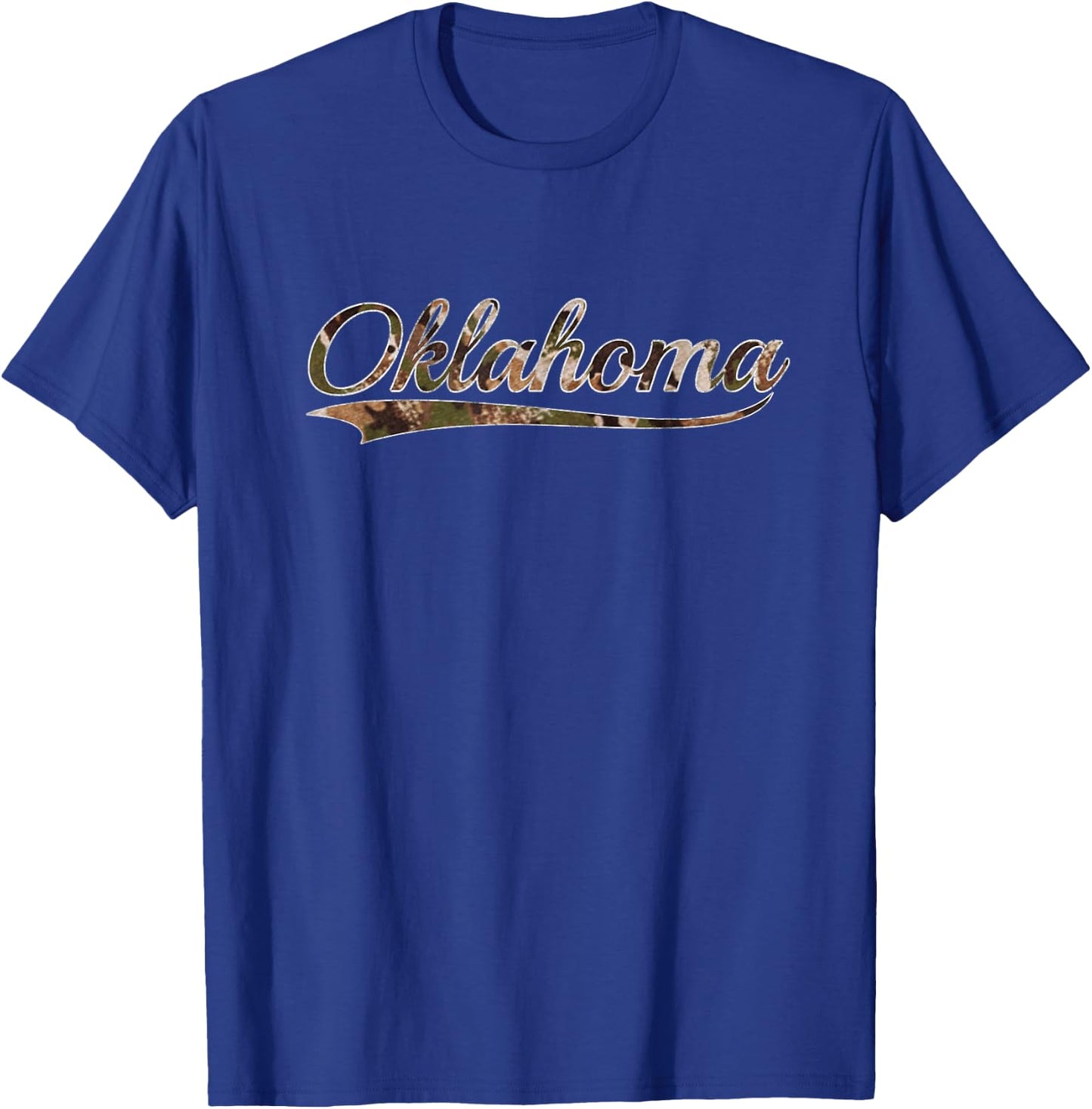 Oklahoma USA Camouflage Vintage Inspired Distressed Camo T-Shirt - T-Shirt | Royal