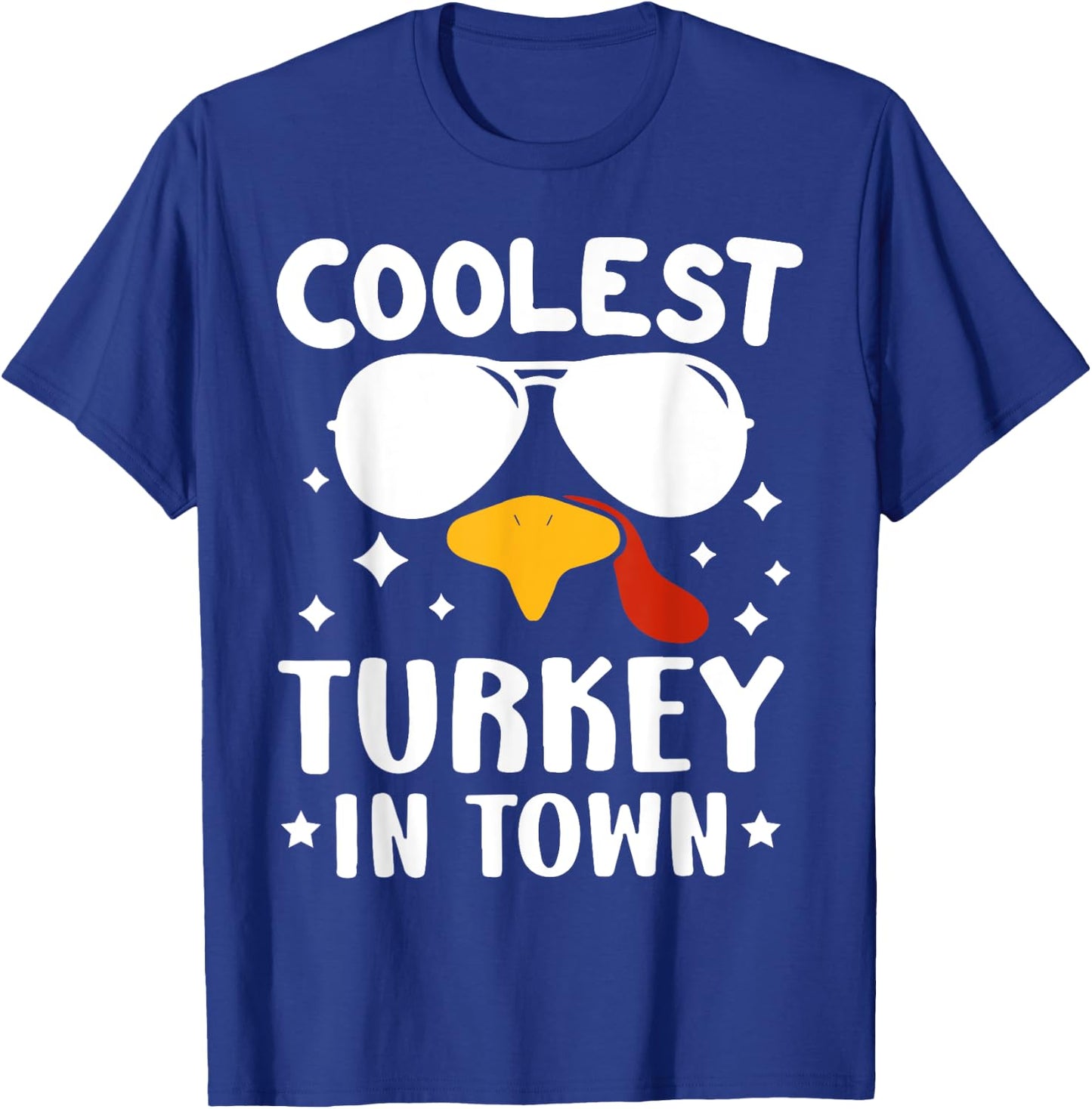 Funny Coolest Turkey In Town Shirt - Adults Thanksgiving - Black - Small - Short Sleeve - - Solid - Retro - Fall T-Shirt - T-Shirt | Royal