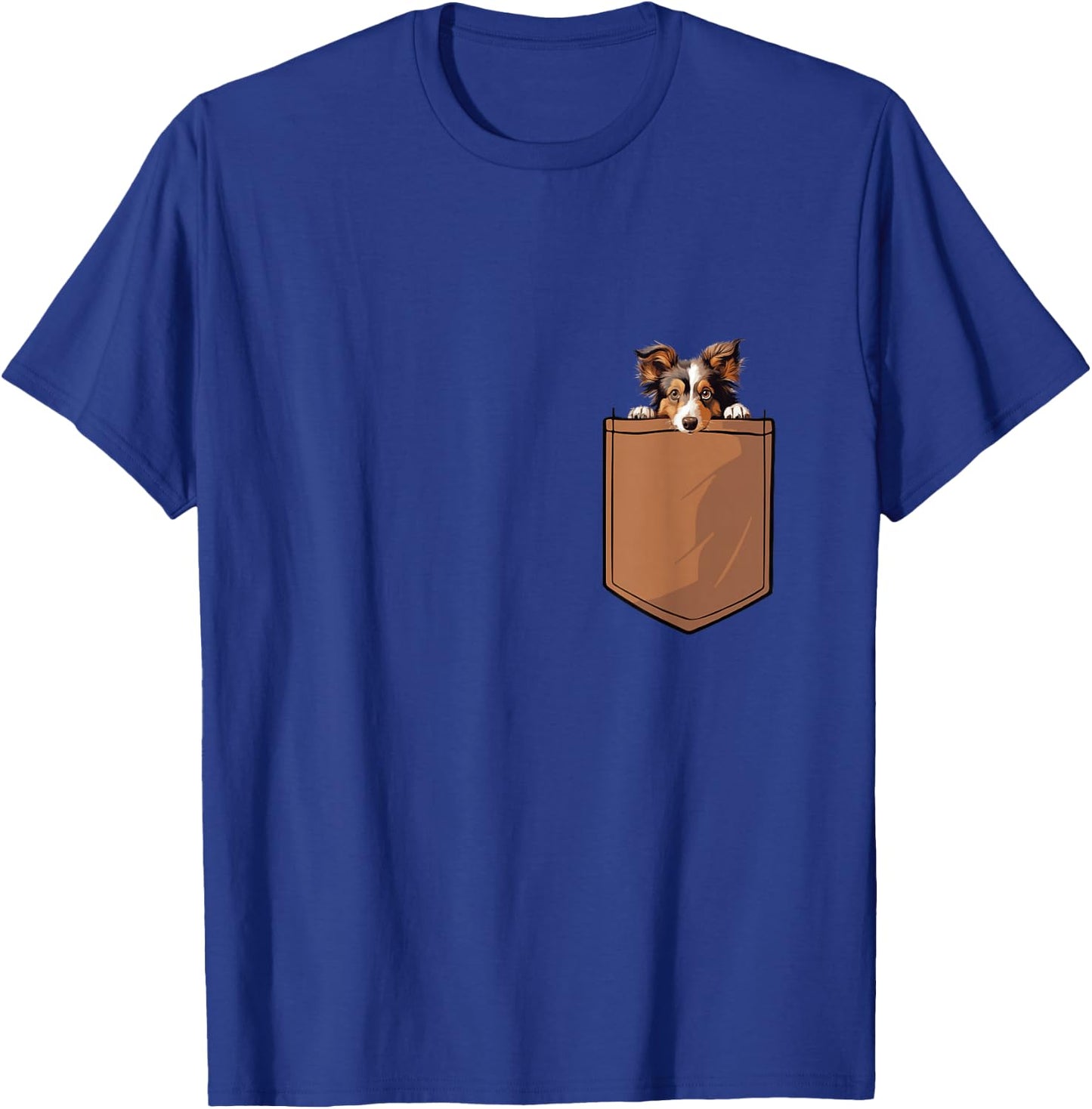 Funny Shetland Sheepdog In Pocket Shetland Sheepdog Lovers Men Women Girls Kids T-Shirt - T-Shirt | Royal