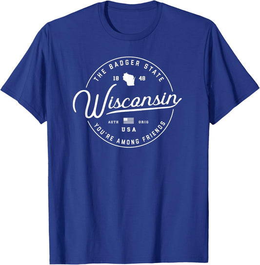Wisconsin , US State Travel Vacation Shirts WI USA Te T-Shirt - T-Shirt | Royal