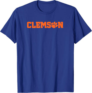 Elite Authentics -Adults Black Small Classic Fit Clemson Tigers Classic Paw Officially Licensed T-Shirt - T-Shirt | Royal
