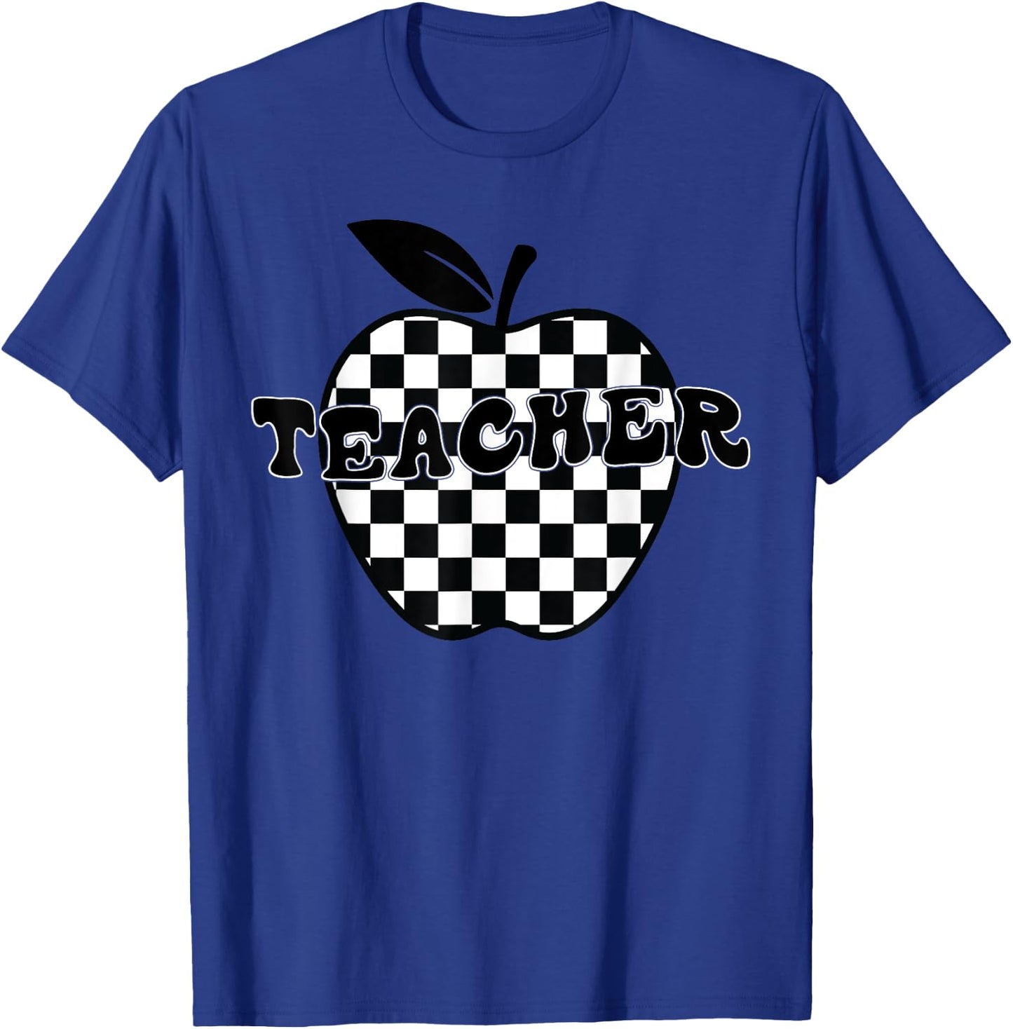 Back To School Checkered Apple Teacher Checkerboard teacher T-Shirt - T-Shirt | Royal