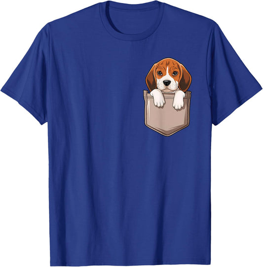 Beagle Dog In The Pocket Cute Pocket Beagle Face Pet Lover Women Kids T-Shirt - T-Shirt | Royal
