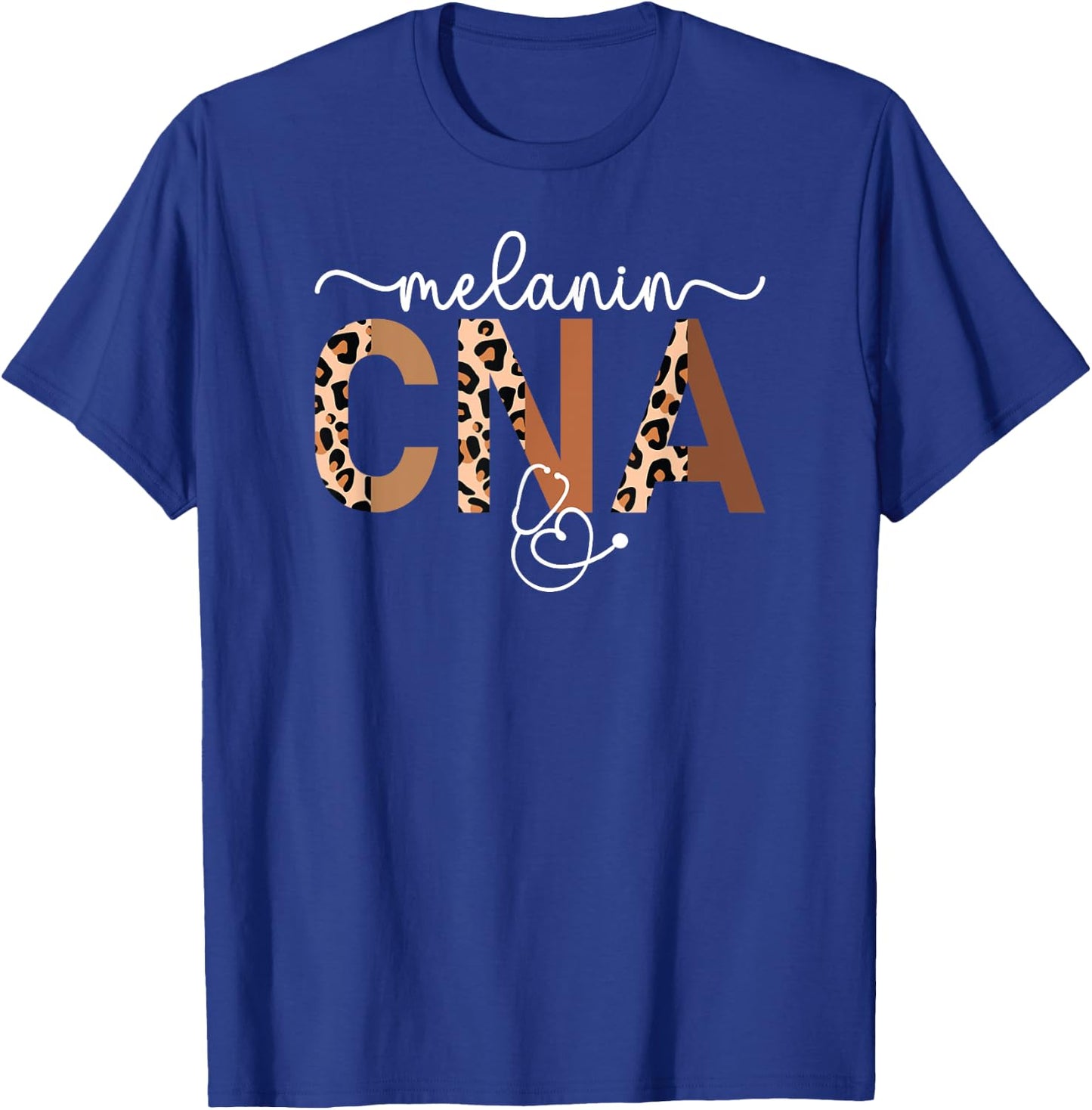 Melanin CNA Leopard Black Certified Nursing Assistant T-Shirt - T-Shirt | Royal