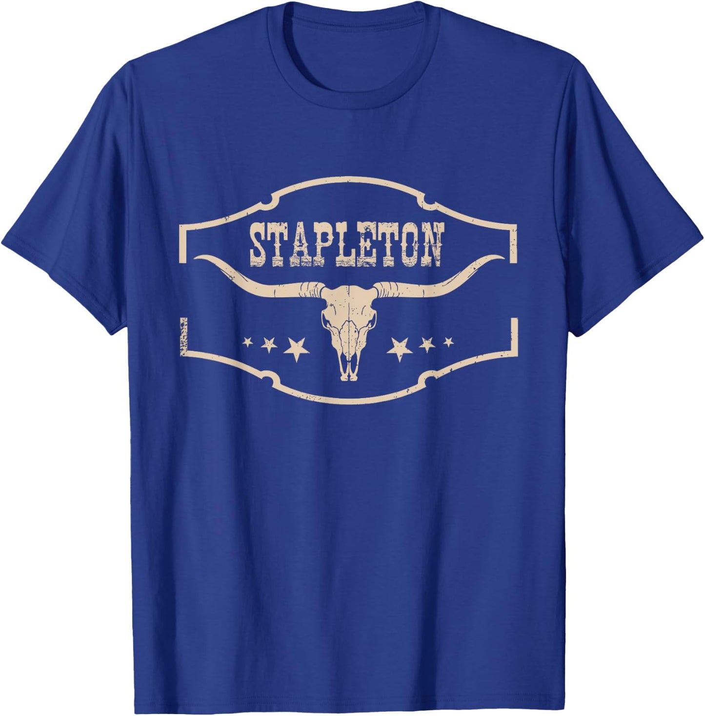 Distressed Stapleton Cowhide Name Proud Vintage Bull-Skull T-Shirt - T-Shirt | Royal