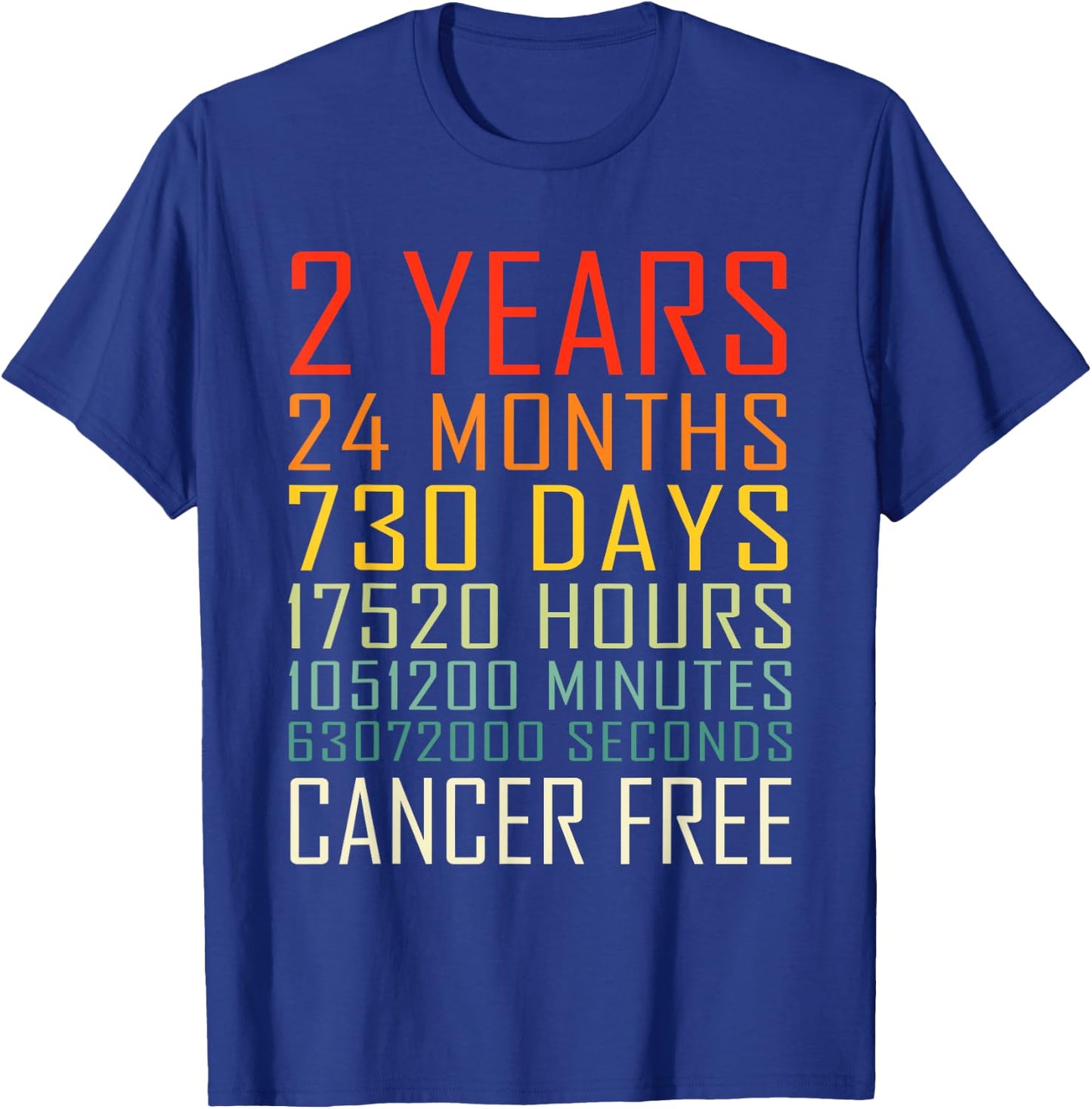 Vintage Cancer Awareness Vintage 2 Years Cancer Free T-Shirt - T-Shirt | Royal
