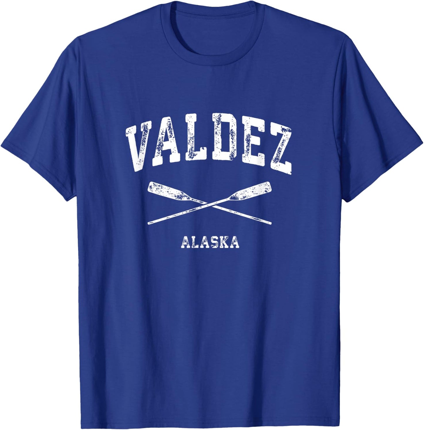 Valdez Alaska Vintage Nautical Crossed Oars T-Shirt - T-Shirt | Royal