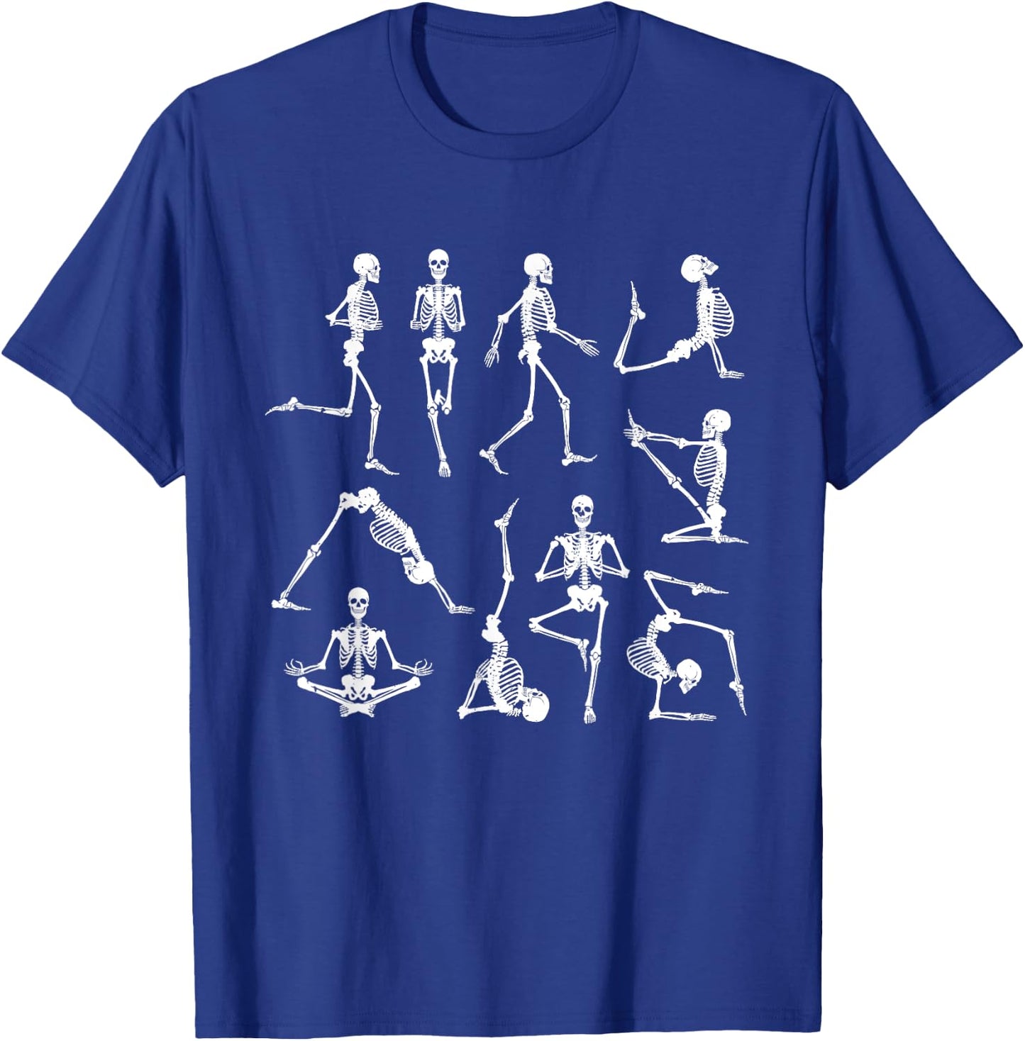 Skeleton Yoga Poses Funny Halloween Flexible Bone Yogi Crew T-Shirt - T-Shirt | Royal