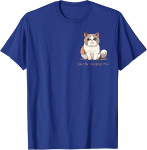 "Silently Judging You" funny cat graphic design T-Shirt - T-Shirt | Royal