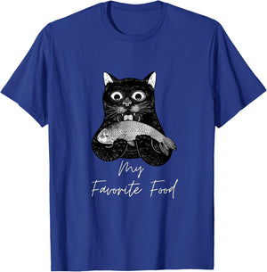 Funny Cat My Favorite Food Men Women Kids T-Shirt - T-Shirt | Royal