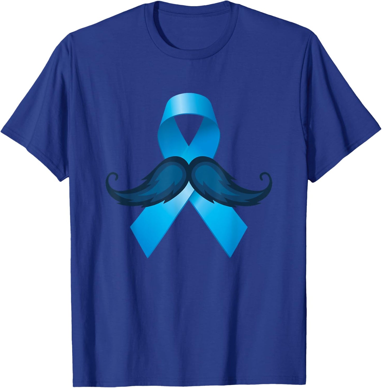 Light Blue Ribbon Mustache Prostate Cancer Awareness T-Shirt - T-Shirt | Royal