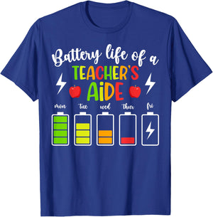 Battery Life Of A Teacher's Aide Teaching Assistant T-Shirt - T-Shirt | Royal