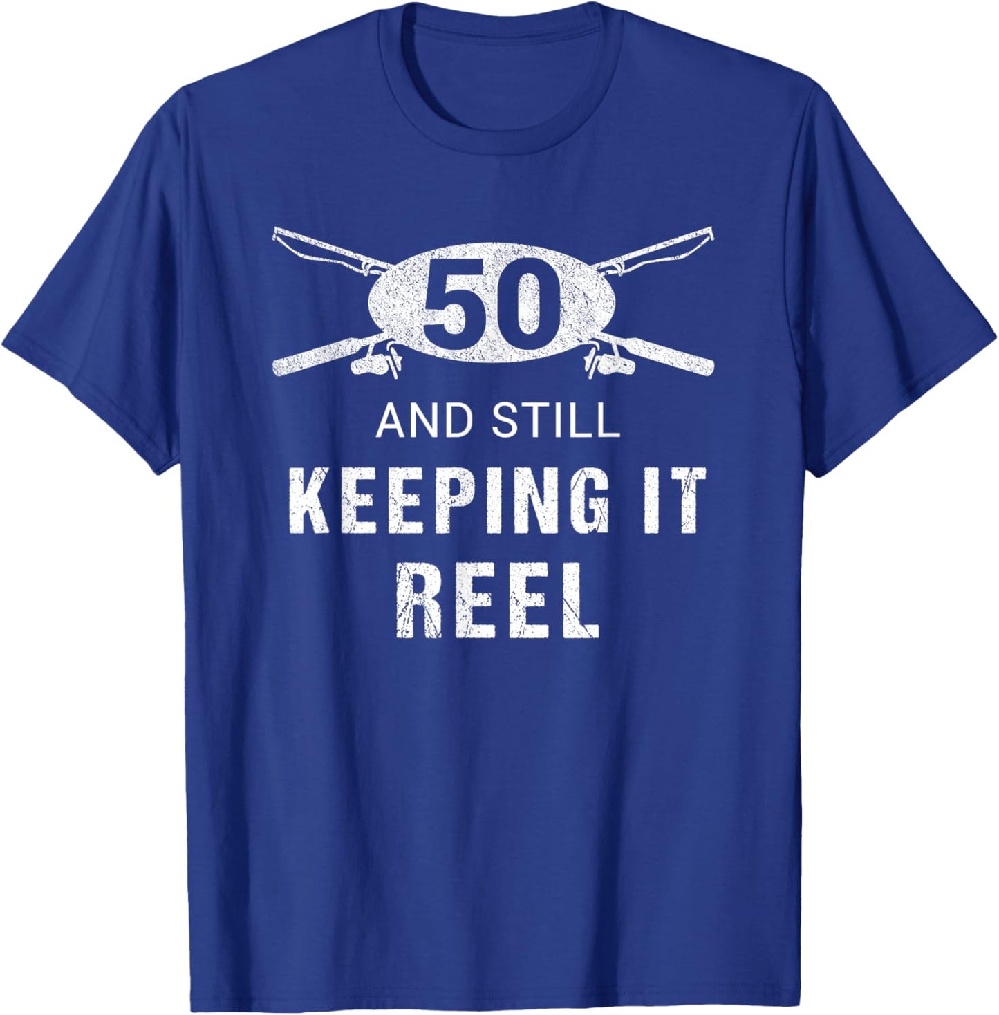 Funny Fishing 50th Birthday Gift Fisherman Shirt 50 Year Old T-Shirt - T-Shirt | Royal