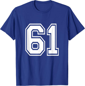 Number 61 Varsity Sports Team Jersey 61st Birthday 60 Years T-Shirt - T-Shirt | Royal