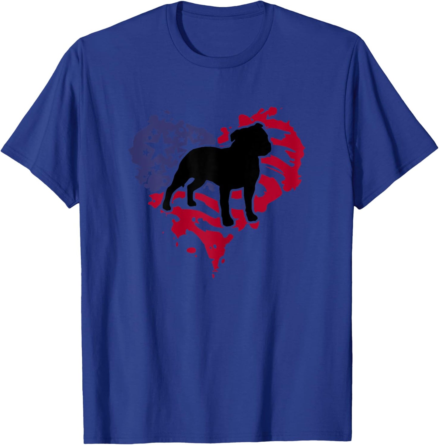 Patriotic Heart American Flag Staffordshire Bull Terrier Dog Women T-Shirt - T-Shirt | Royal
