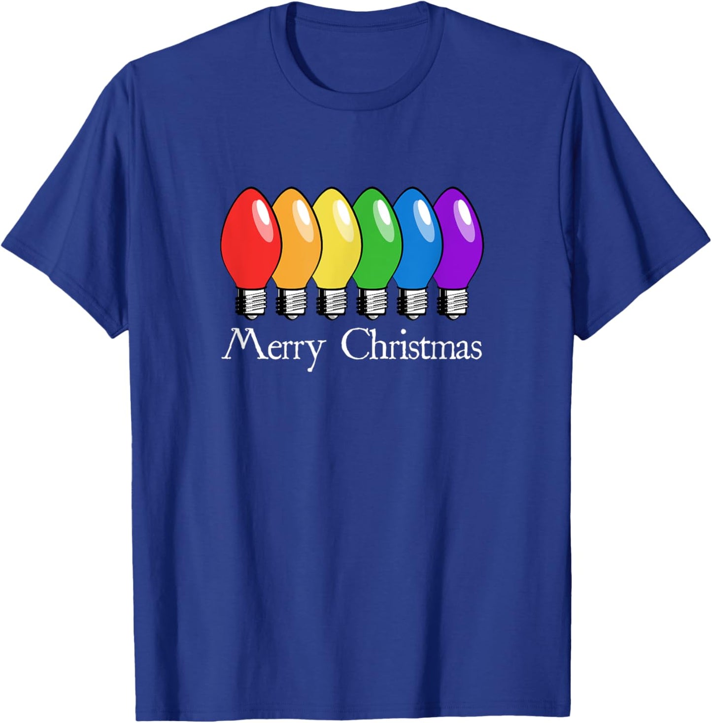 Retro Christmas Lights Rainbow T-Shirt - T-Shirt | Royal