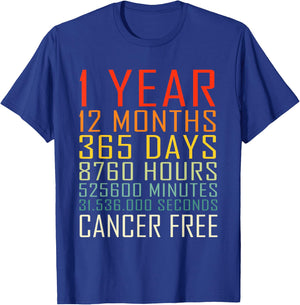Vintage Cancer Awareness Vintage 1 Years Cancer Free T-Shirt - T-Shirt | Royal
