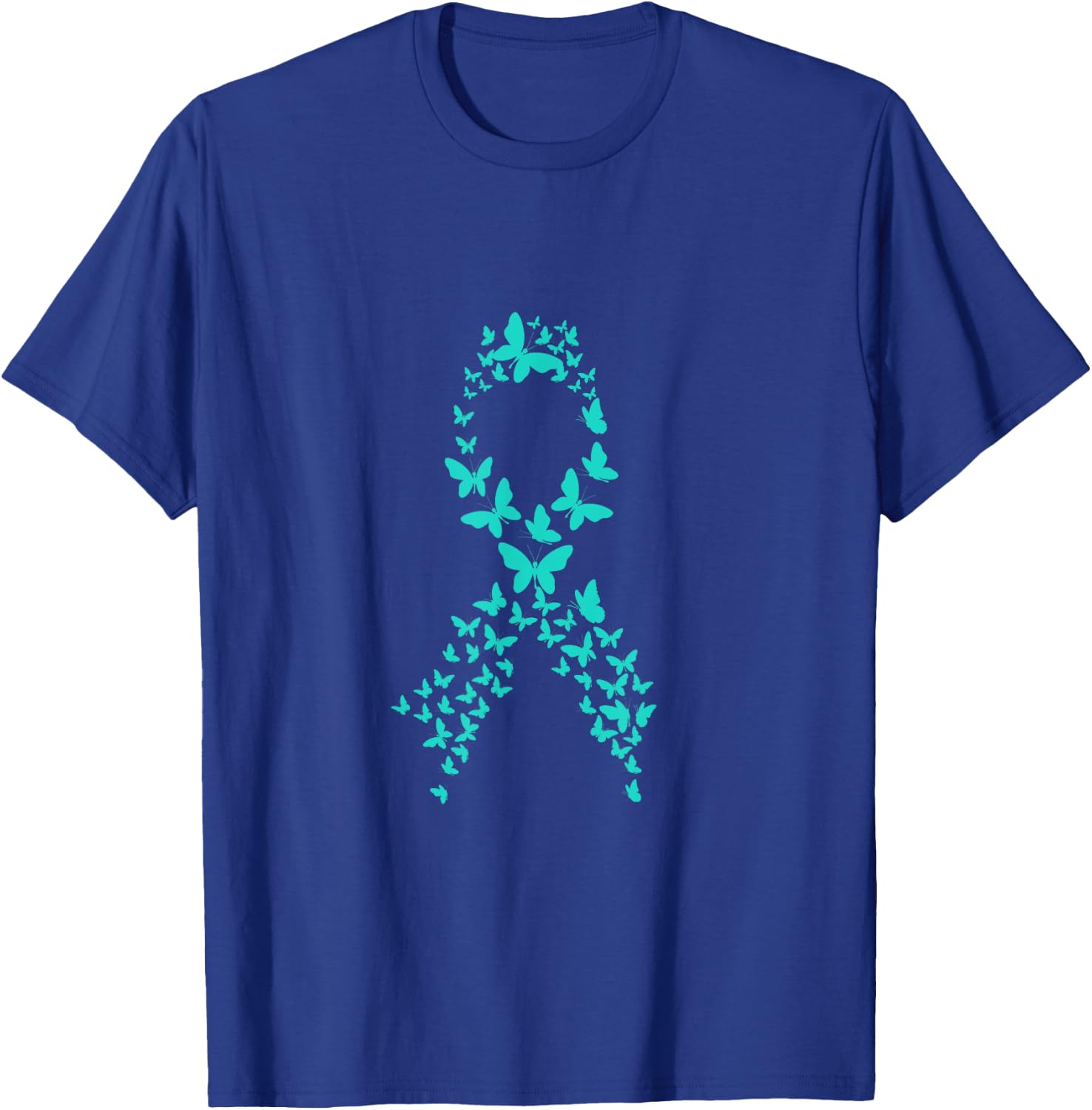 Teal Ribbon Ovarian Cancer Awareness T-Shirt - T-Shirt | Royal