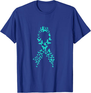Teal Ribbon Ovarian Cancer Awareness T-Shirt - T-Shirt | Royal