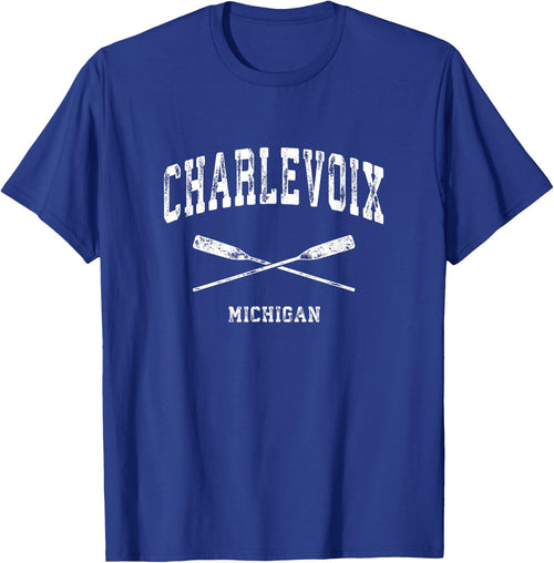 Charlevoix Michigan Vintage Nautical Crossed Oars