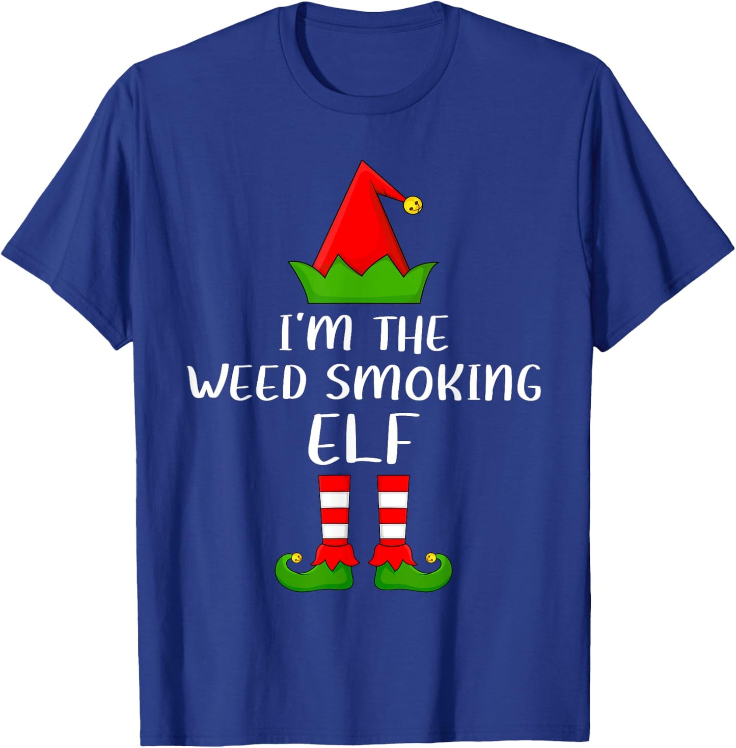 Funny Matching Family Weed Smoking Elf Christmas T-Shirt - T-Shirt | Royal