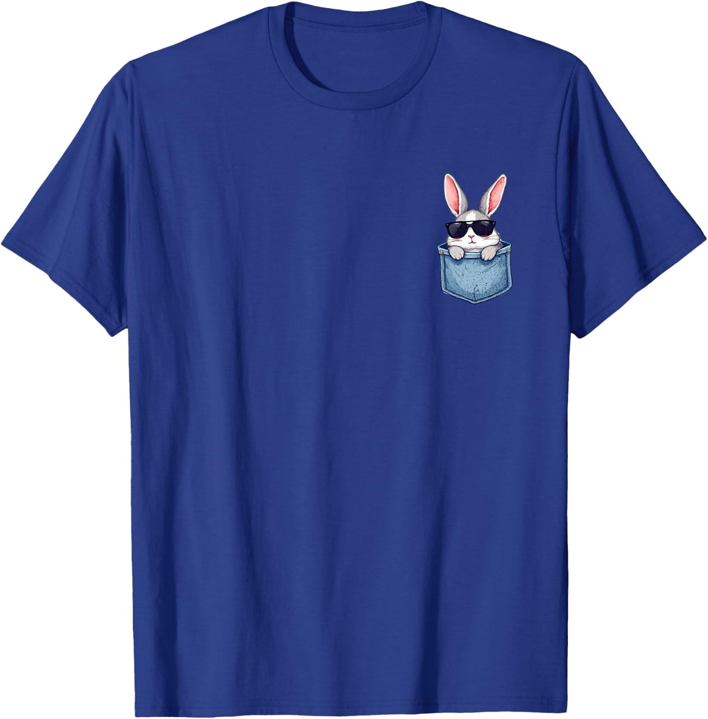 Cute Easter Men Women Kids Bunny Rabbit Sunglasses Pocket T-Shirt - T-Shirt | Royal