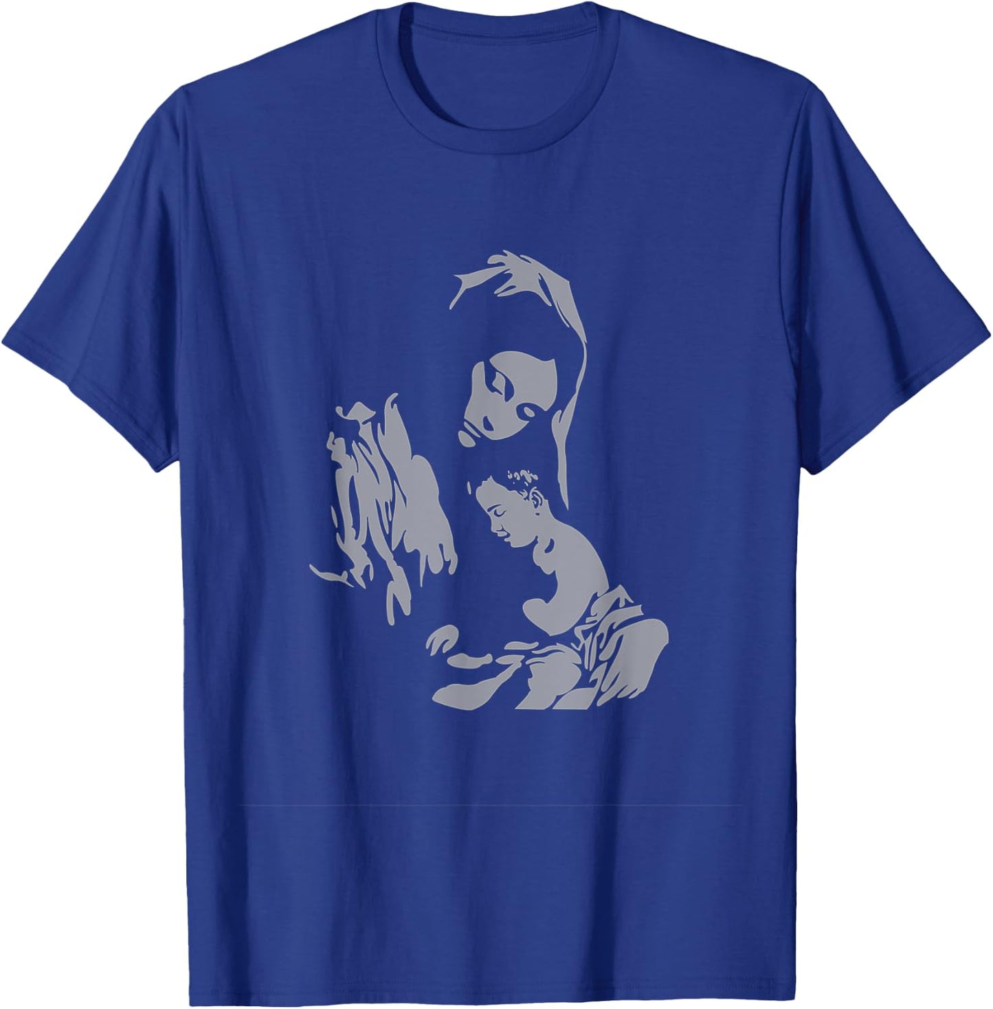 Our Lady Virgin Mary with Baby Jesus Catholic Sacred Apparel T-Shirt - T-Shirt | Royal