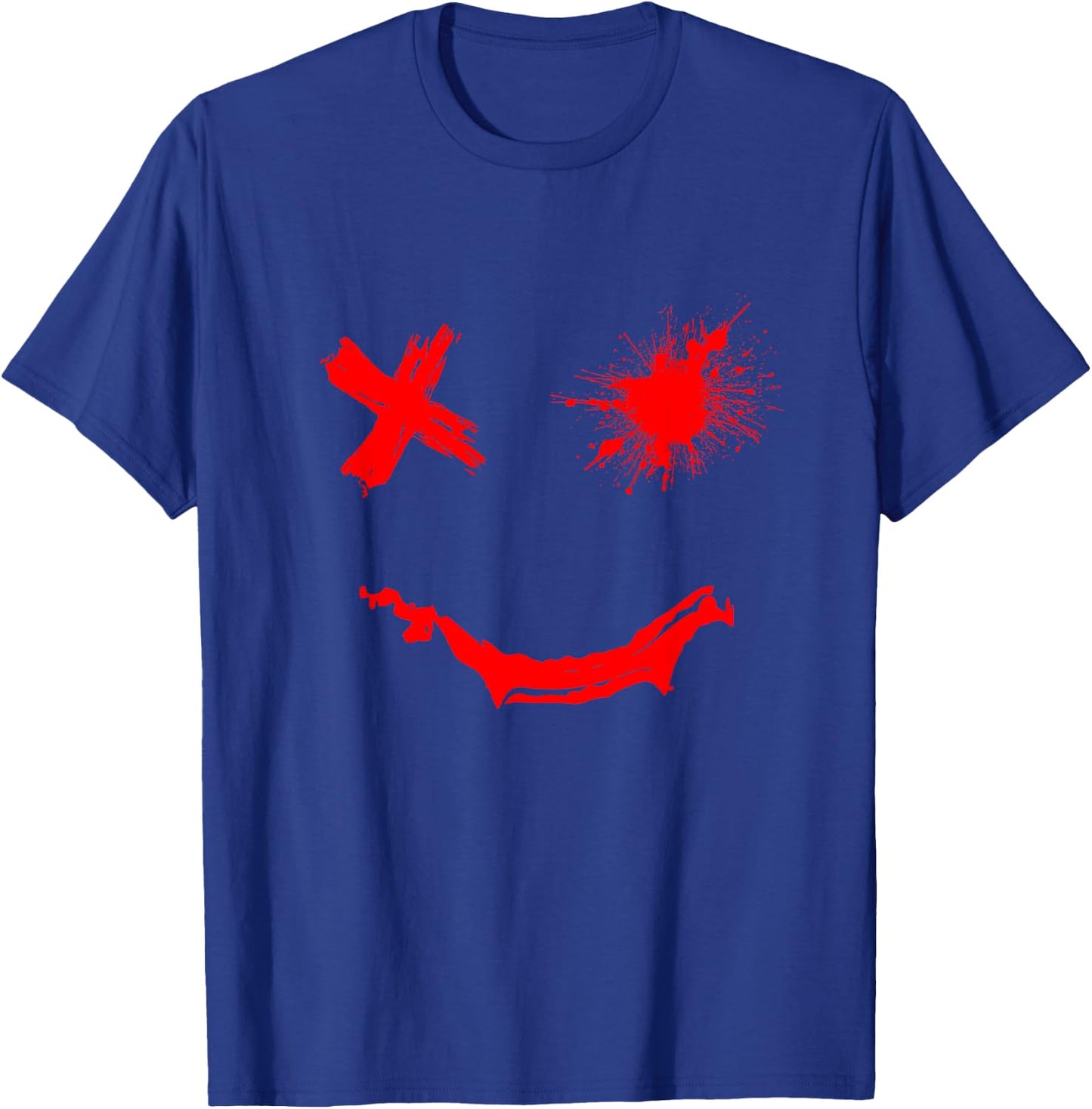 Red Graphic Party Face Rough Style Smile Face Red , black T-Shirt - T-Shirt | Royal