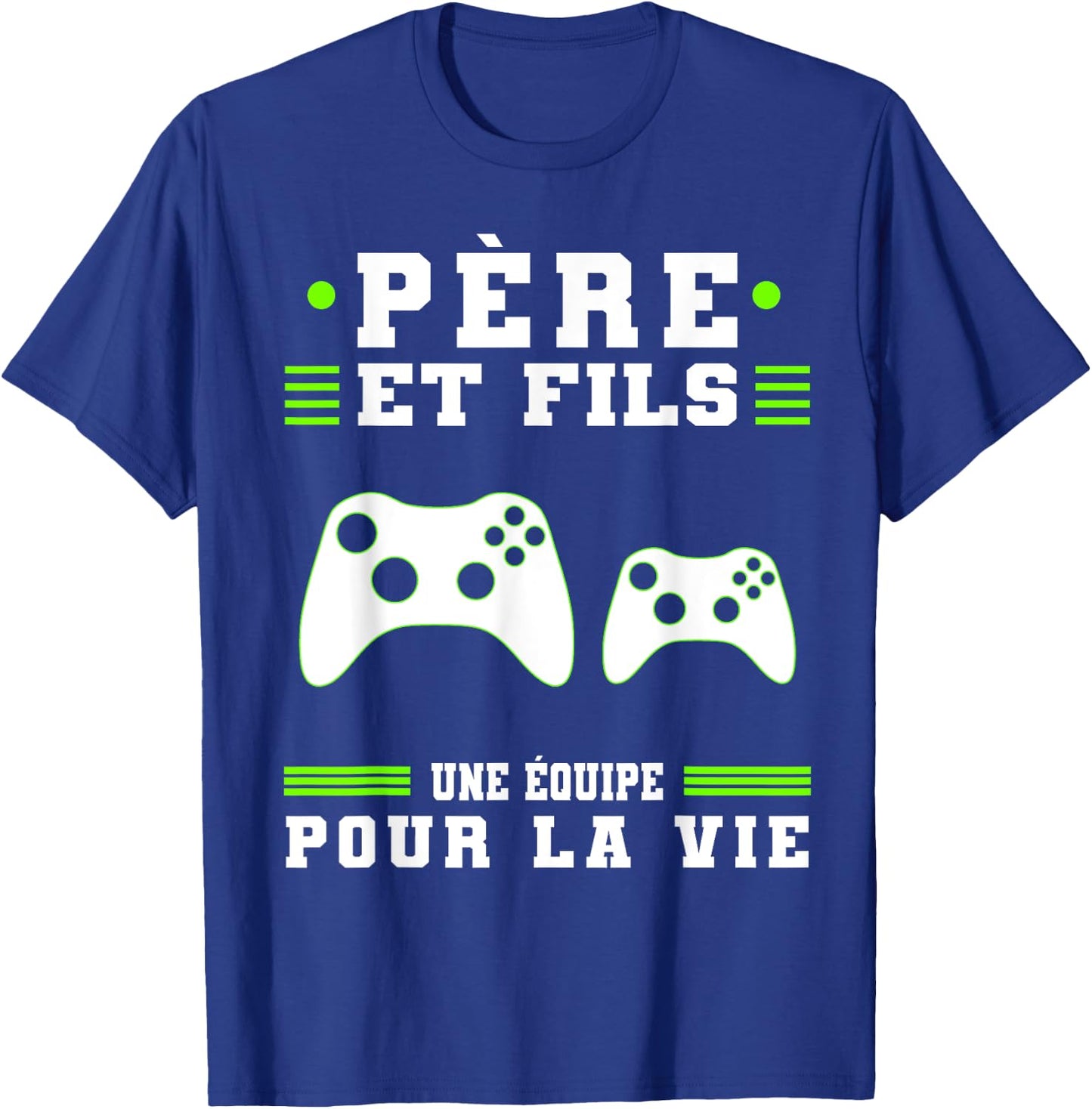 Père Et Fils Gaming Gamer Fête Des Pères Papa Geek Manettes T-Shirt - T-Shirt | Royal