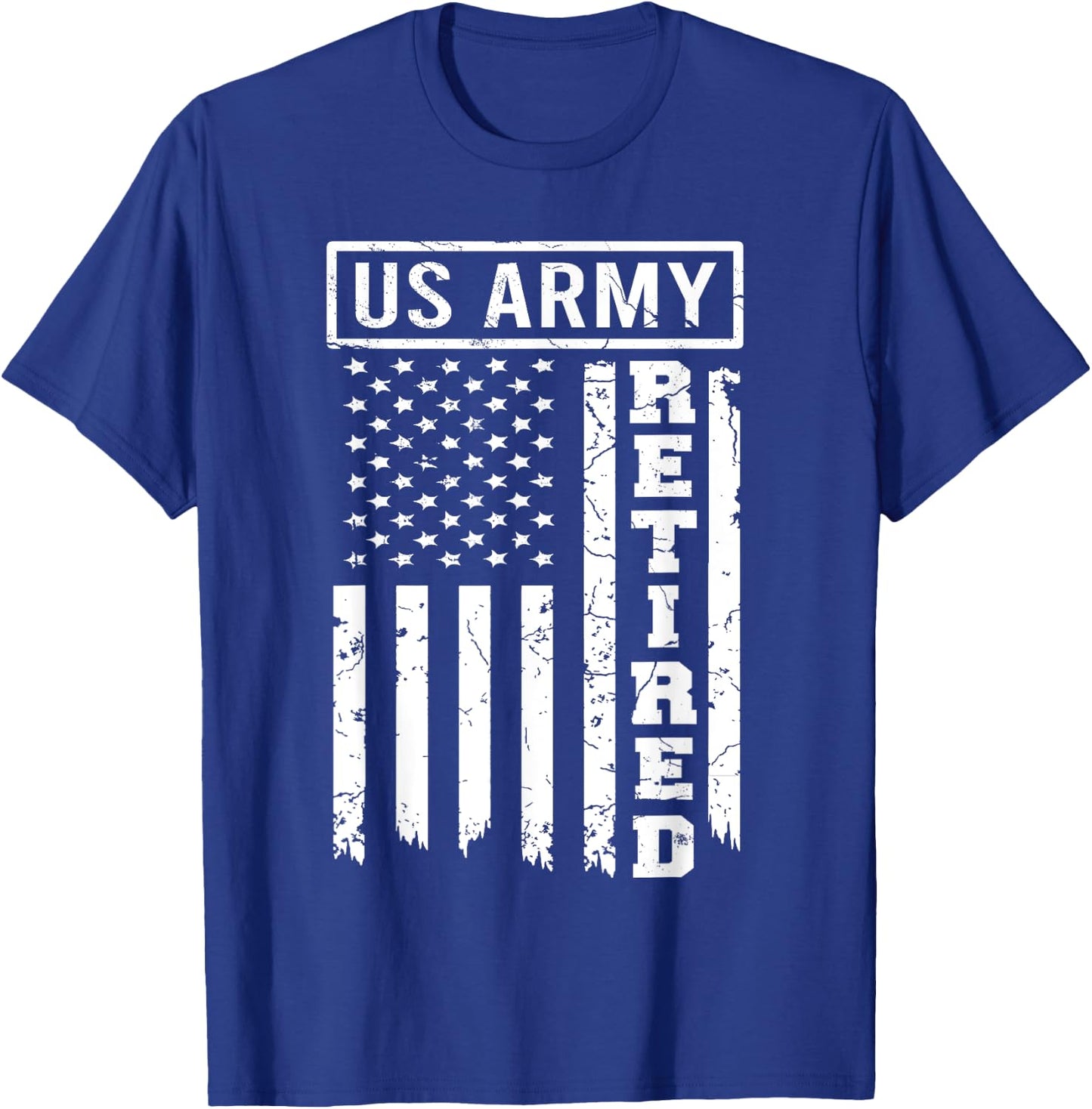 Retired US Army American Flag Retirement 2021 Men Women T-Shirt - T-Shirt | Royal