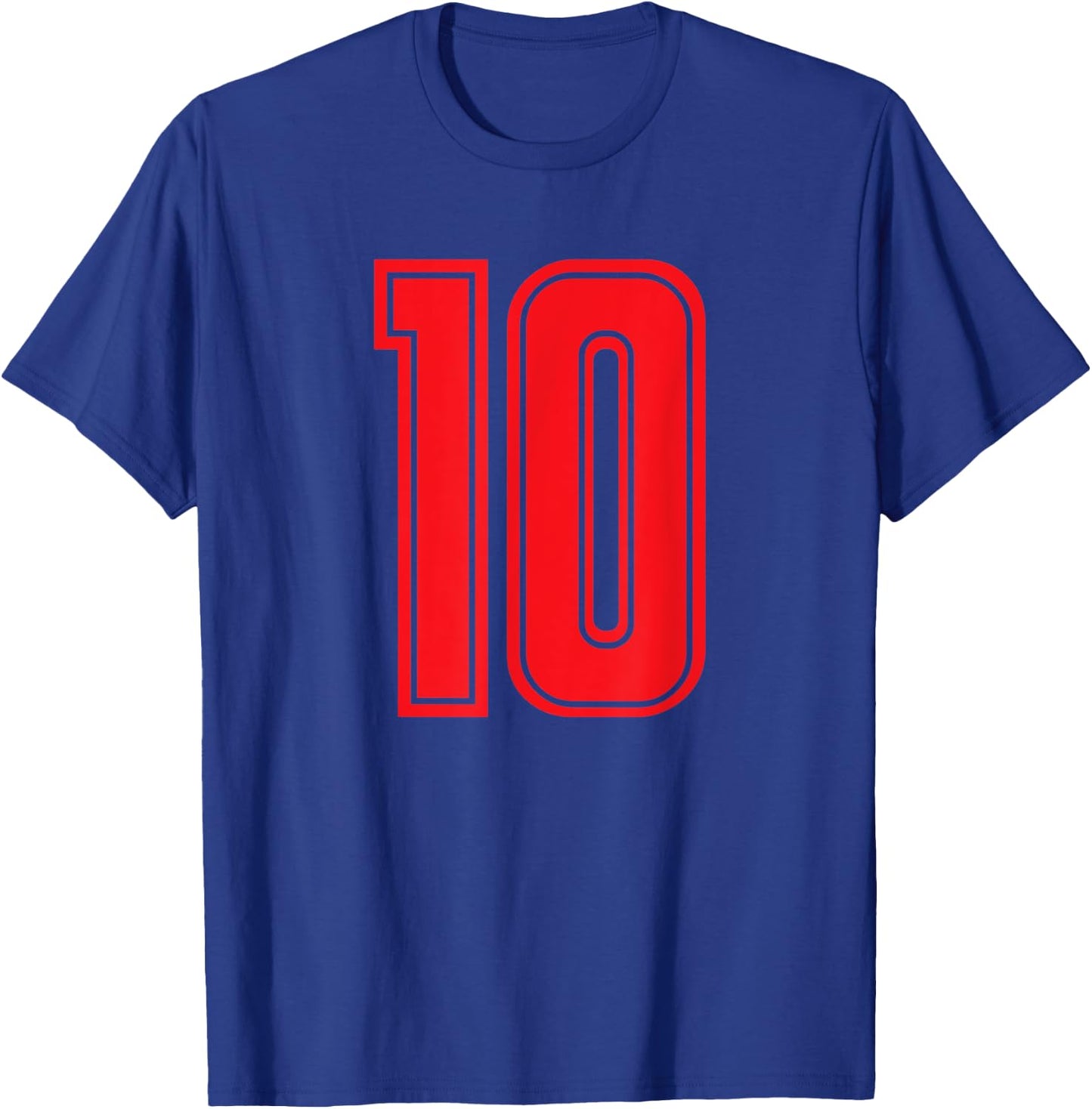 Jersey #10 Red Sports Team Jersey Number 10 T-Shirt - T-Shirt | Royal
