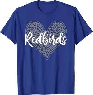 Redbirds Alton Leopard Heart Pattern HS T-Shirt - T-Shirt | Royal