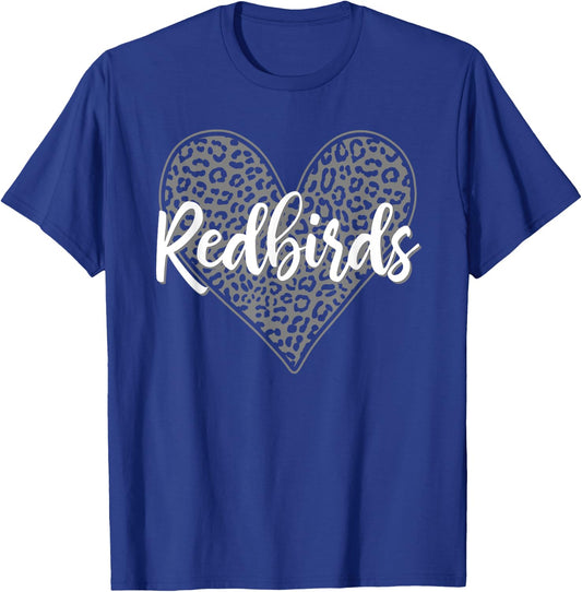 Redbirds Alton Leopard Heart Pattern HS T-Shirt - T-Shirt | Royal