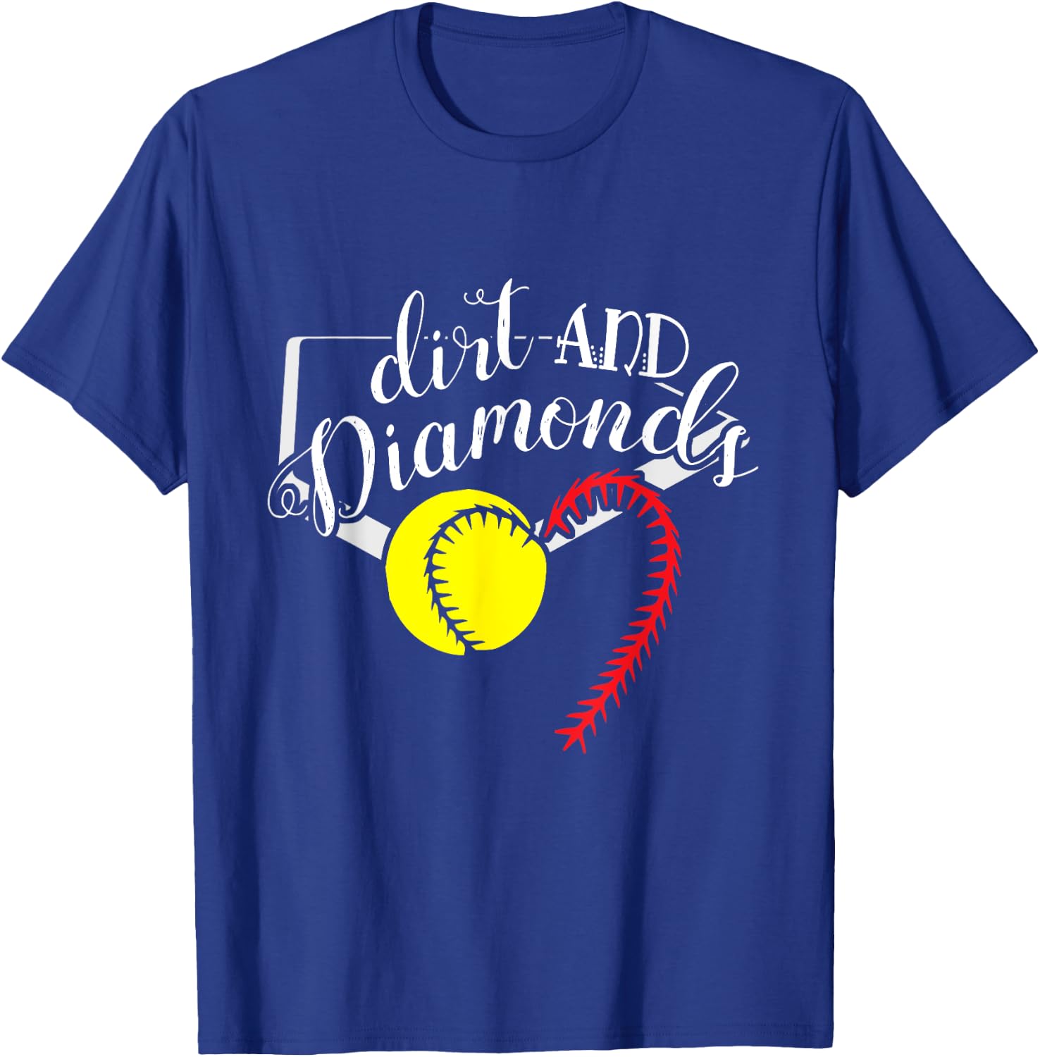 Softball Player Gift Dirt Diamonds Softball T-Shirt - T-Shirt | Royal