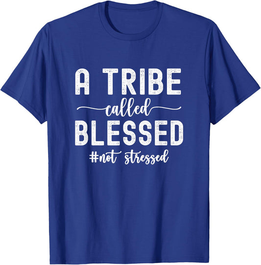 A Tribe Called Blessed Not Stressed Family Christian T-Shirt - T-Shirt | Royal