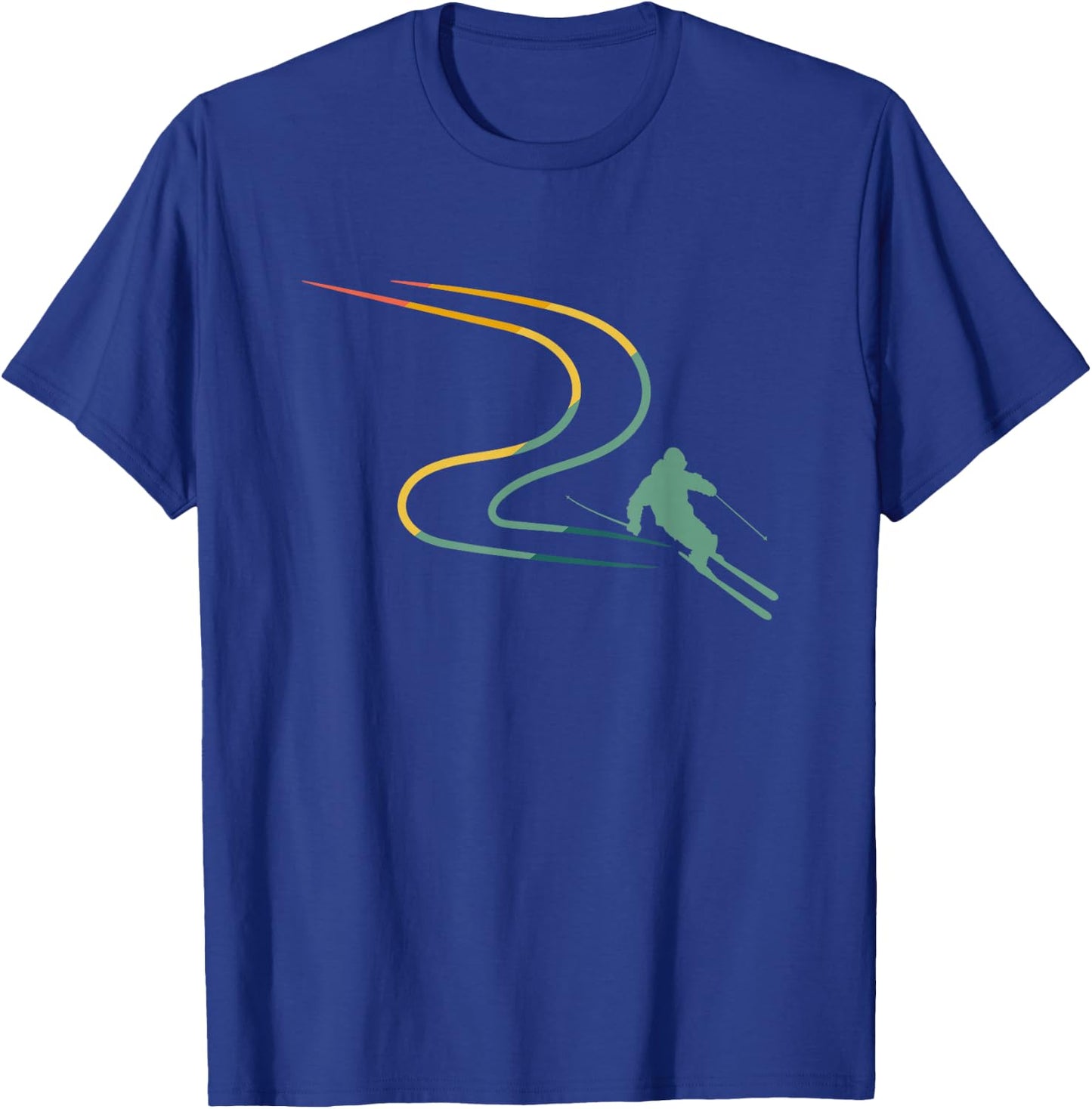 Skiing Alps Slopes Snow Track Retro , black T-Shirt - T-Shirt | Royal