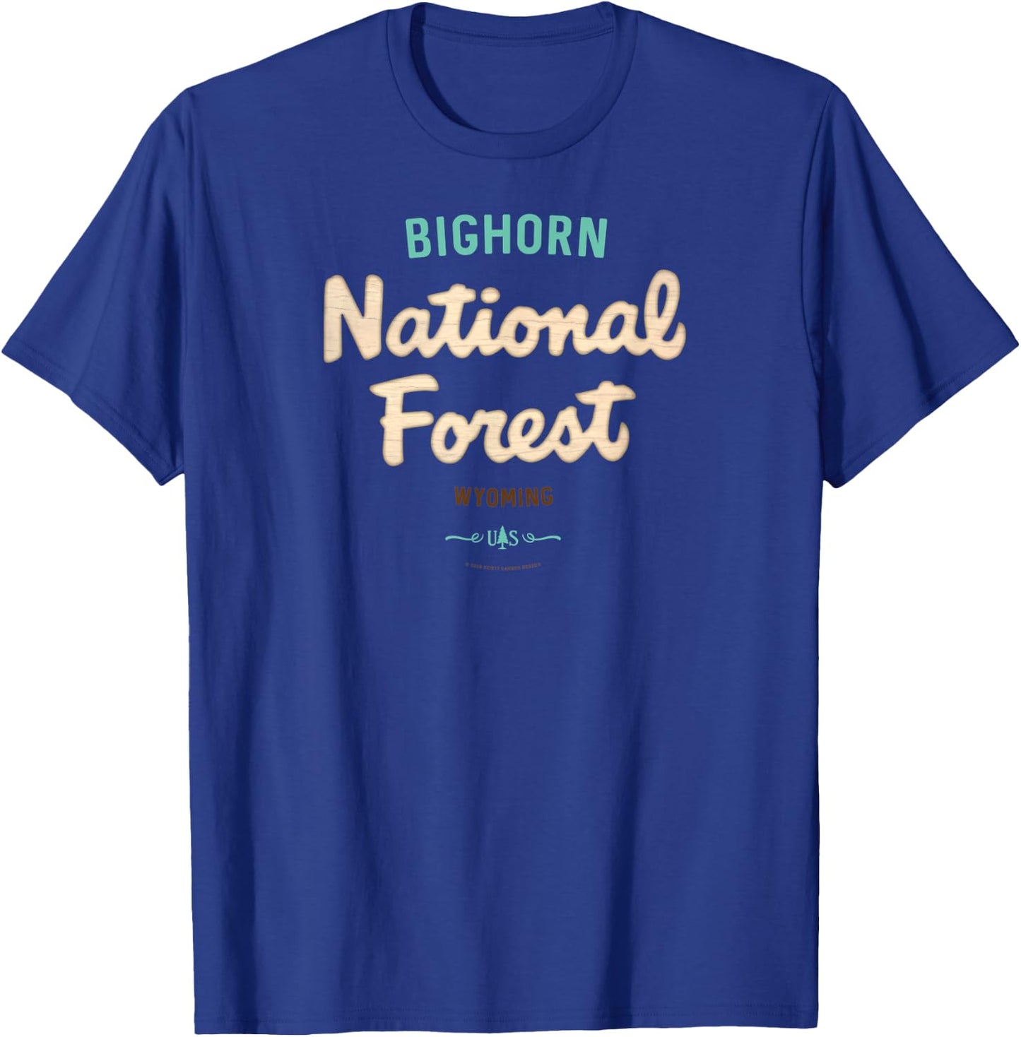 Bighorn National Forest Wyoming USFS Script Logo T-Shirt - T-Shirt | Royal