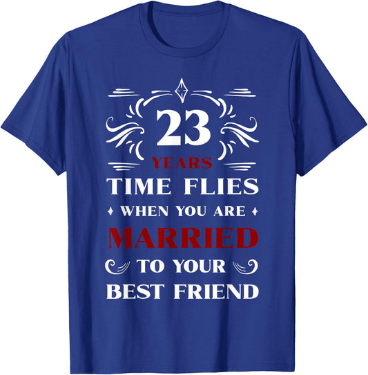 23 Years Married to Best Friend 23rd Anniversary Wedding T-Shirt - T-Shirt | Royal