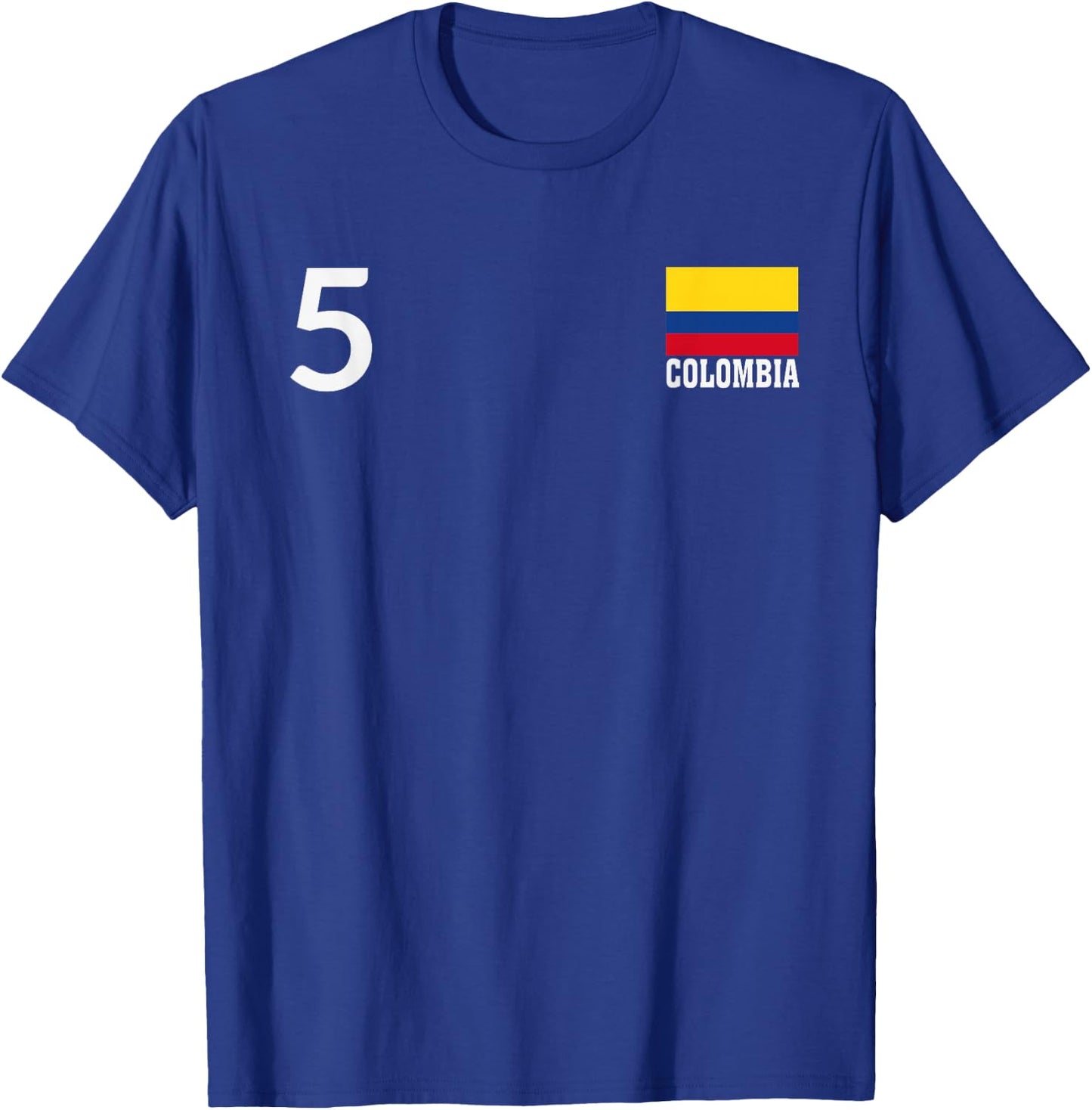 Colombia Number 5 National Flag Country Heritage T-Shirt - T-Shirt | Royal