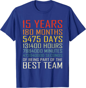 Best Team Vintage Work Anniversary 15 Years Employee T-Shirt - T-Shirt | Royal