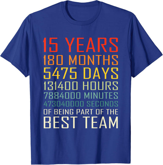 Best Team Vintage Work Anniversary 15 Years Employee T-Shirt - T-Shirt | Royal