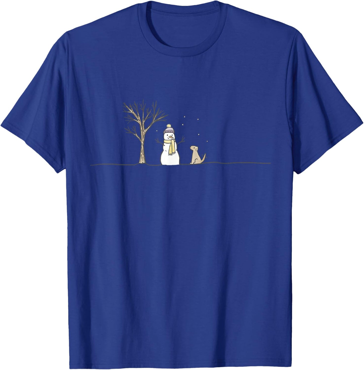 Christmas Snowman Cute Dog Xmas Holiday Minimalist Women T-Shirt - T-Shirt | Royal