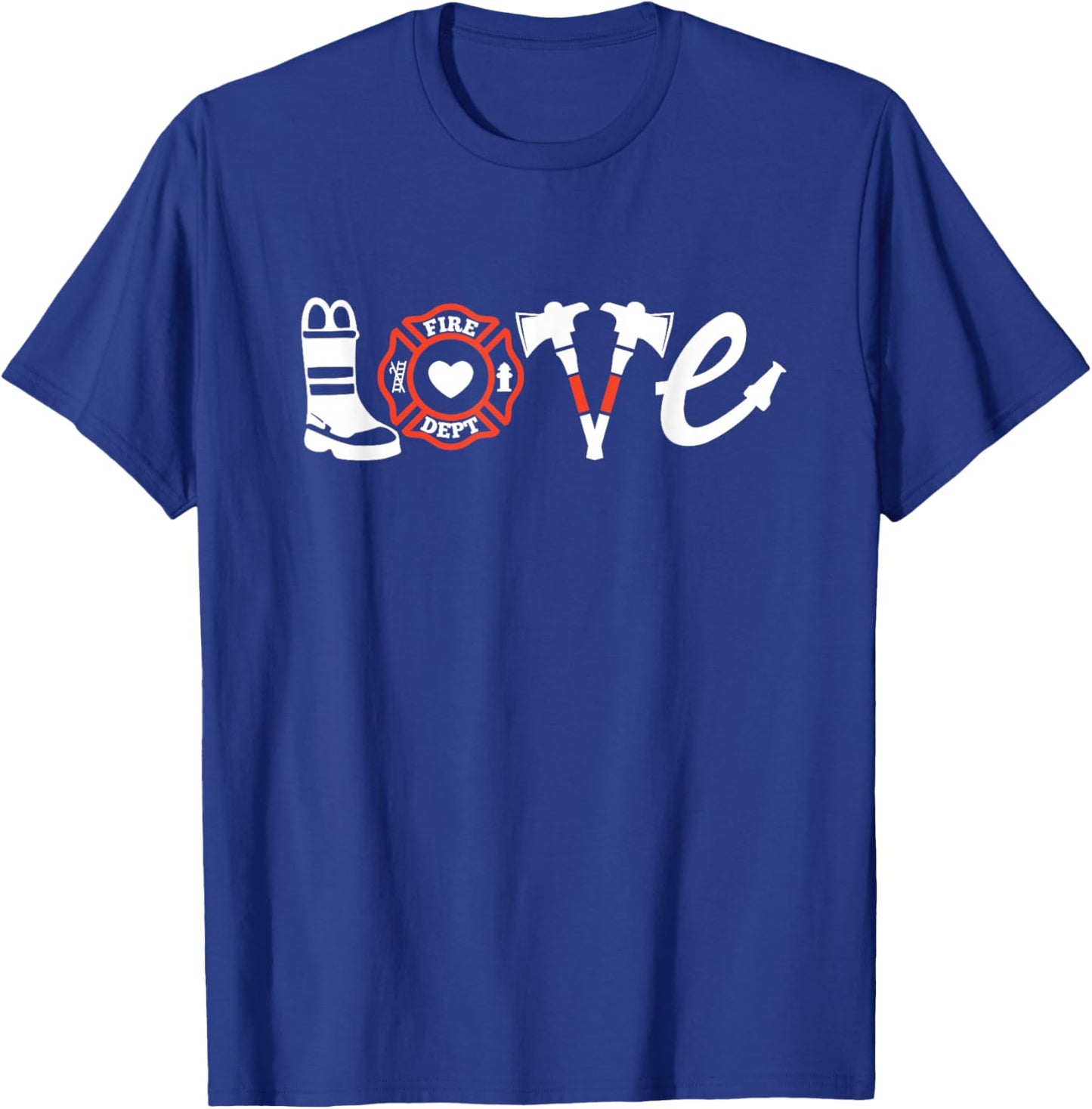 Firefighter Shirt- Love Firefighter , Firefighter Gift T-Shirt - T-Shirt | Royal