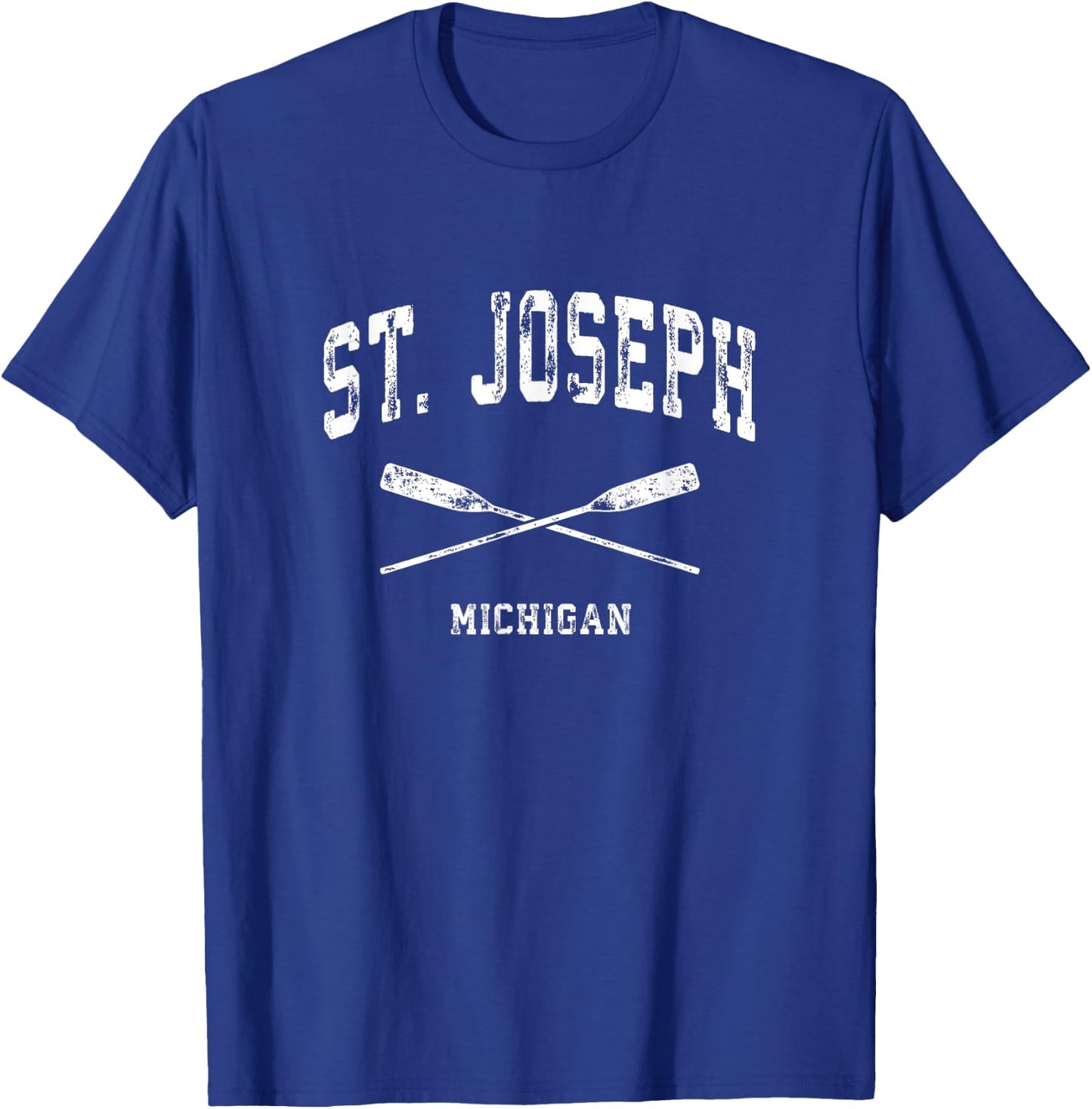 St. Joseph Michigan Vintage Nautical Crossed Oars T-Shirt - T-Shirt | Royal