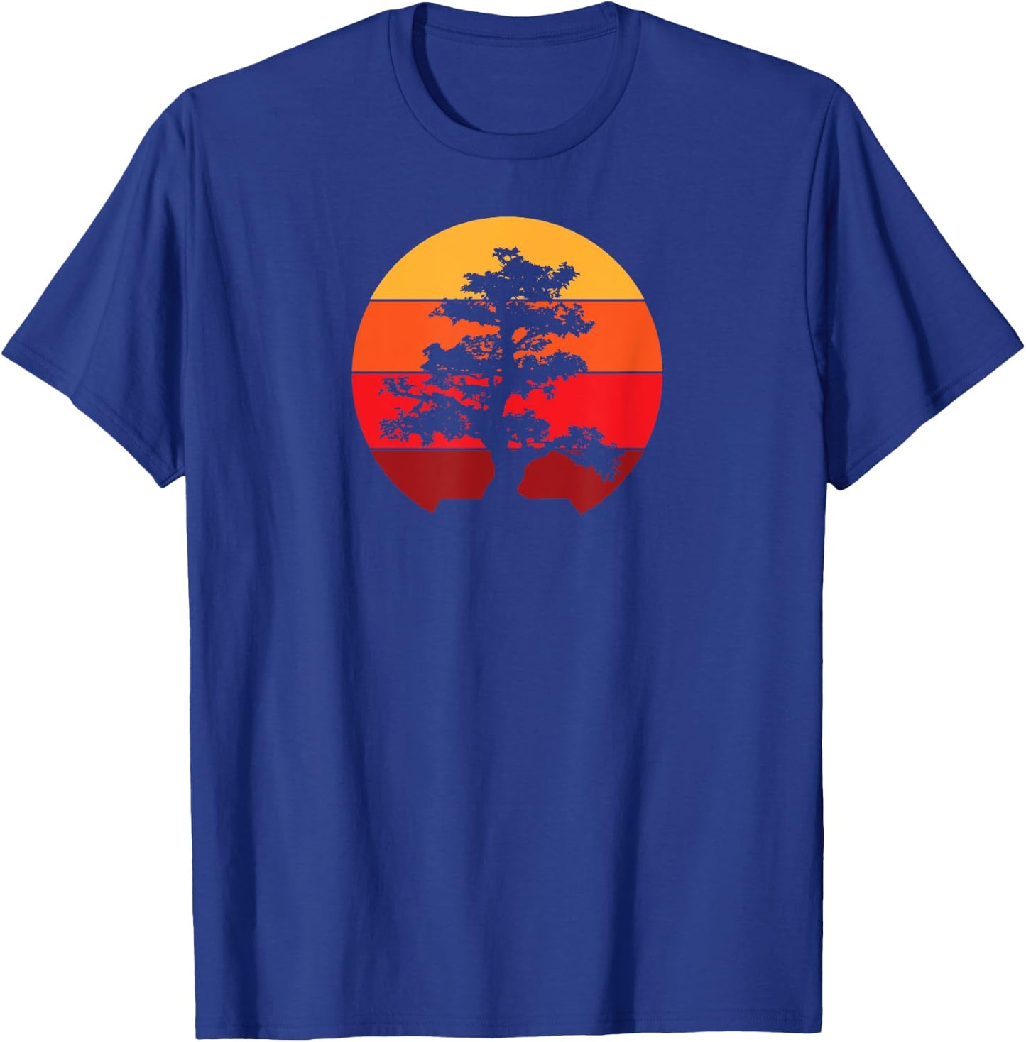 Pacific Ocean Beach Bonsai Tree Sun Retro Vintage Men Women Girls Kids T-Shirt - T-Shirt | Royal