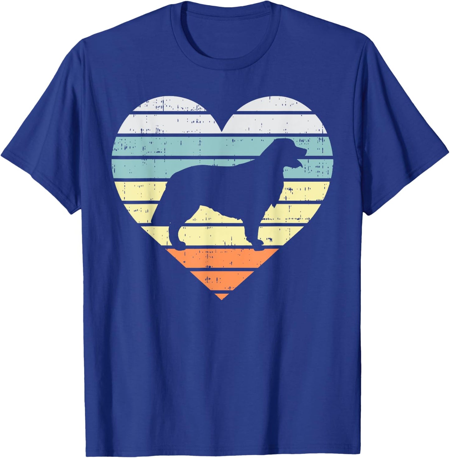 Golden Retriever Silhouette Heart Retro Dog Lover Women Gift T-Shirt - T-Shirt | Royal