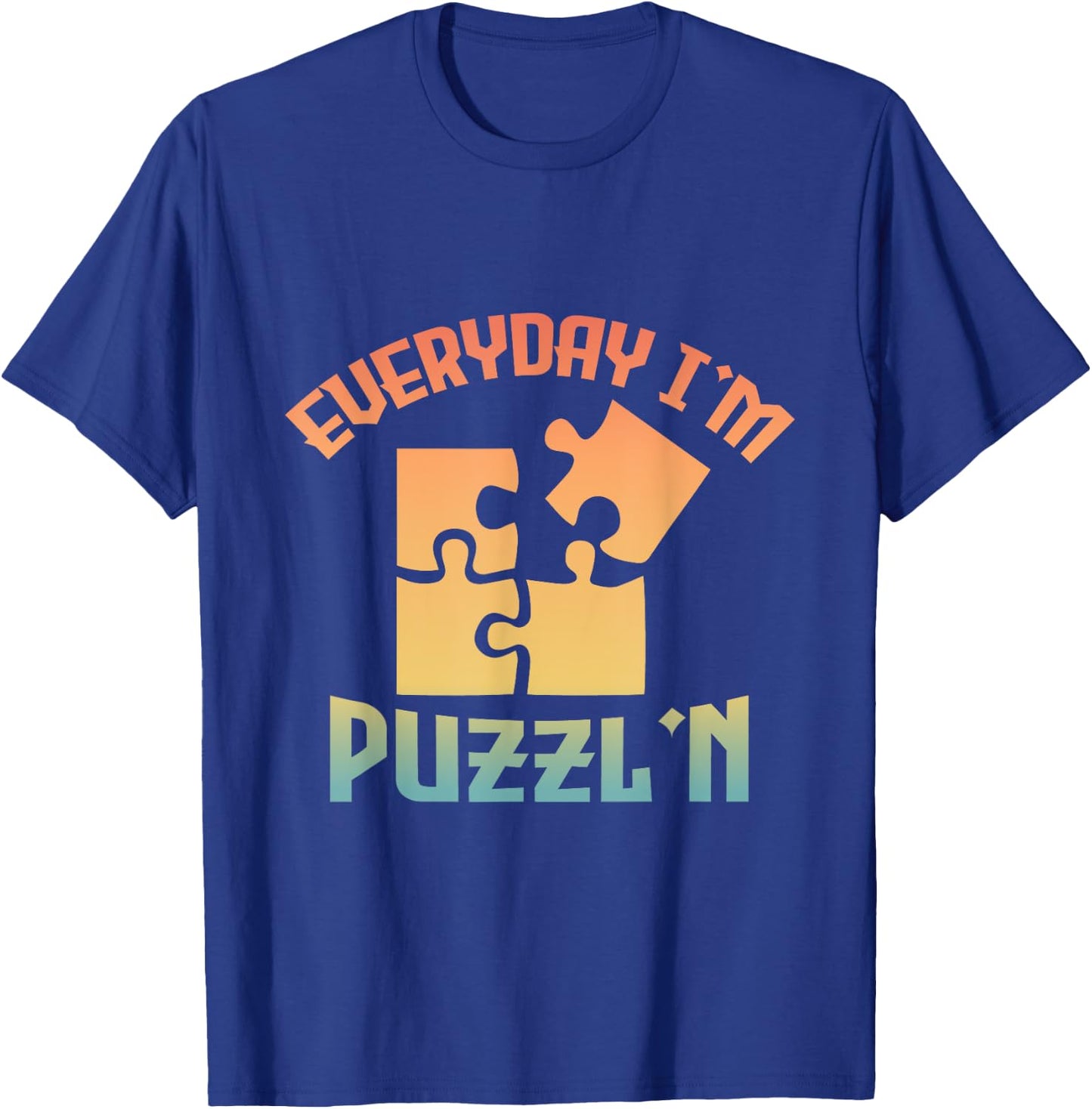 Retro Everyday I'm Puzzl'n - Jigsaw Puzzle Master Puzzling T-Shirt - T-Shirt | Royal