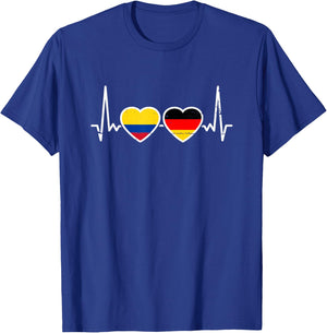 Kolumbien Deutschland Herzschlag Flagge Deutsch Kolumbianer T-Shirt - T-Shirt | Royal