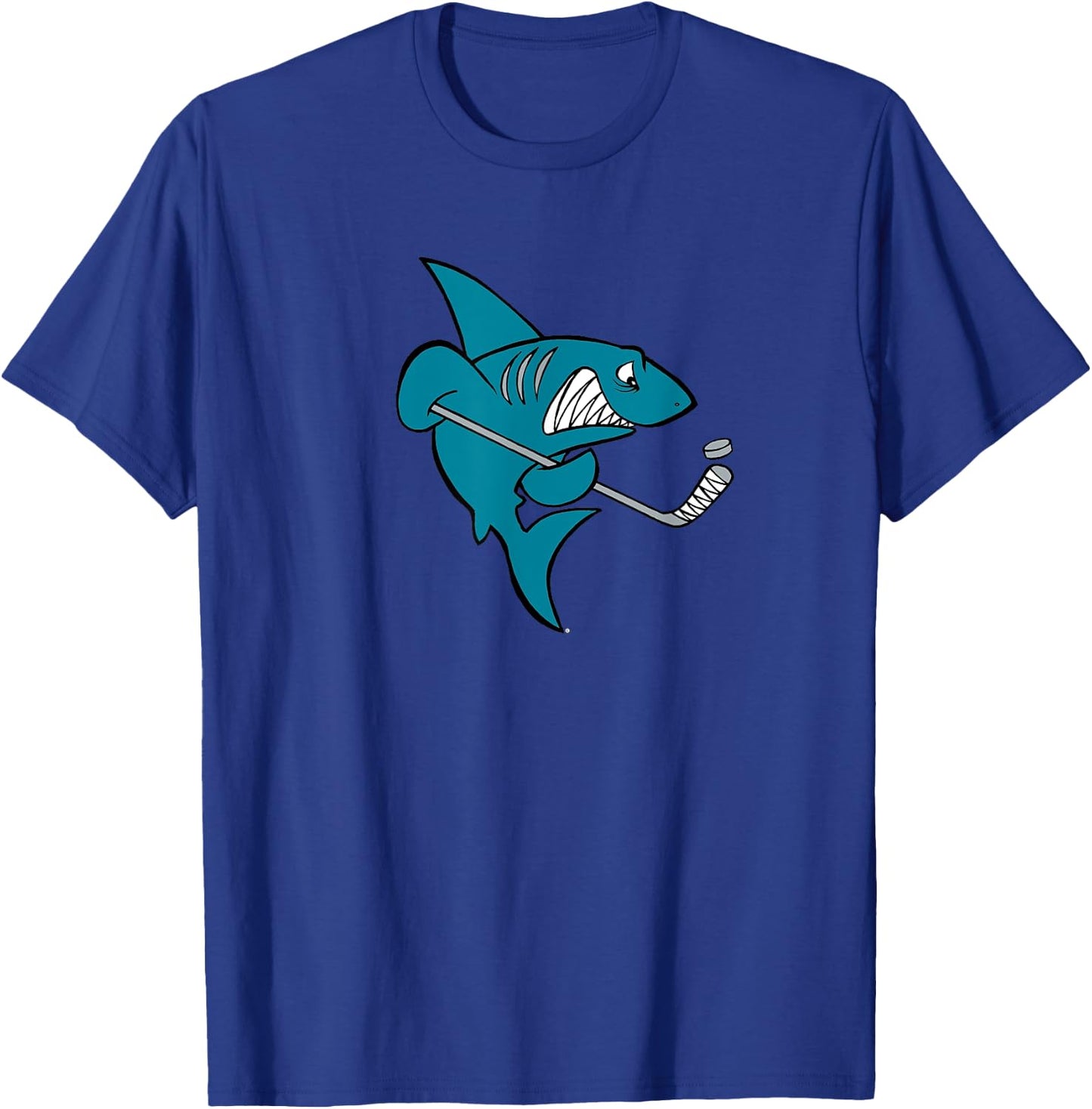 Cartoon Shark Ice Hockey Player T-Shirt - T-Shirt | Royal