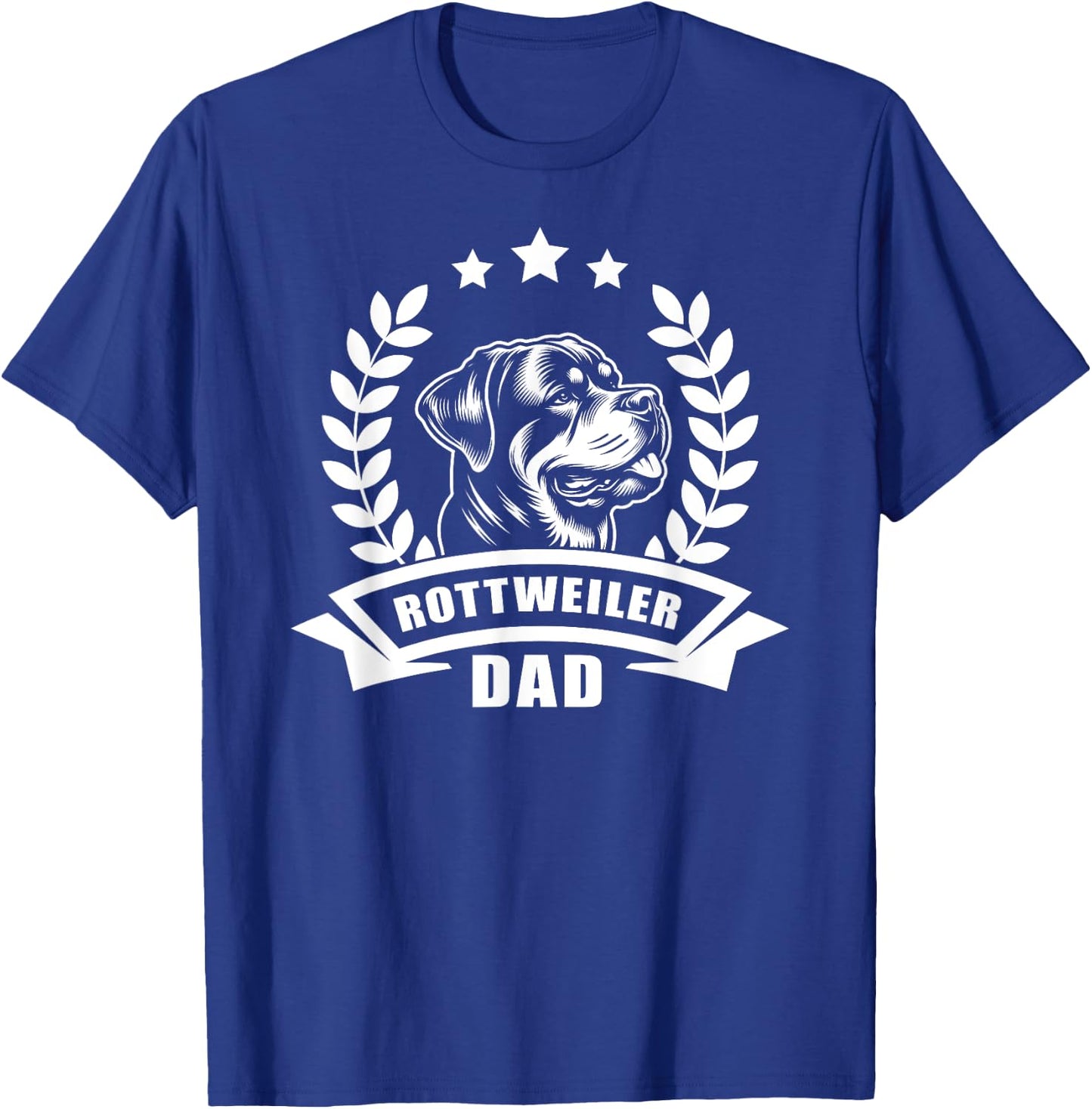 Rottweiler Dad - With Banner and Ear Wreath T-Shirt - T-Shirt | Royal